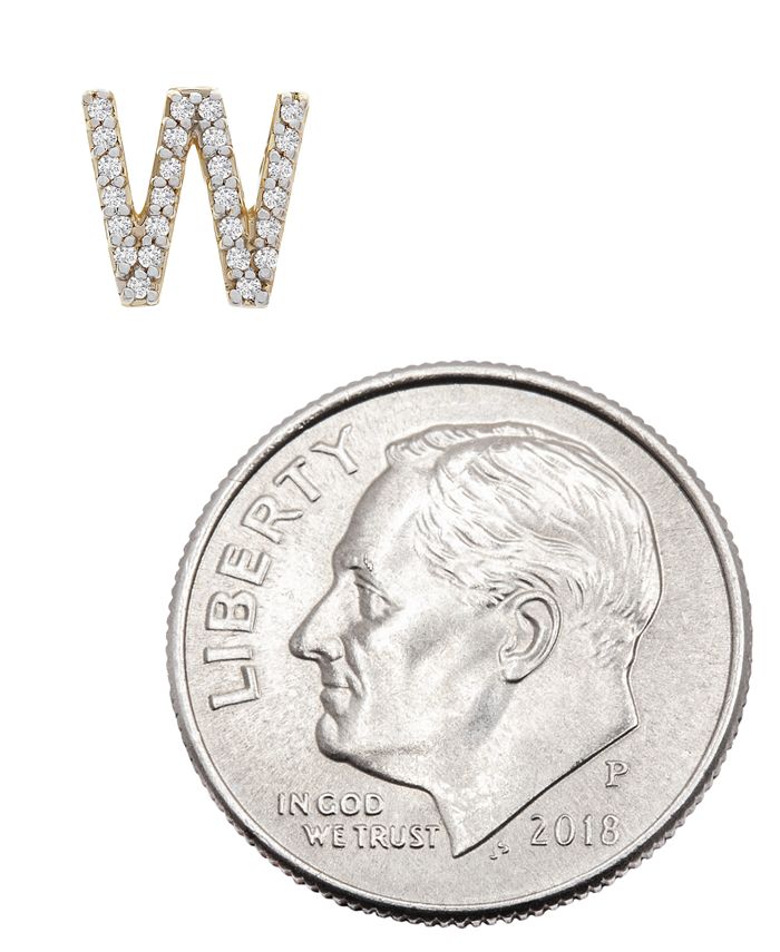 Wrapped - Diamond Initial W Single Stud Earring (1/20 ct. t.w.) in 14k Gold