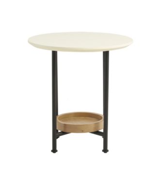 Beaumont Modern 20" Round Lower Shelf Storage End Table with Metal Legs