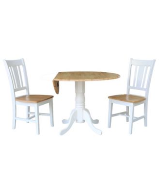 42" Dual Drop Leaf Table with 2 San Remo Splatback chairs, 3 Piece Dining Set