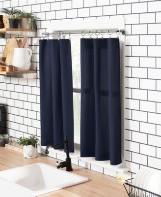 Martine Microfiber Semi-Sheer Rod Pocket Kitchen Curtain Valance and Tiers Set