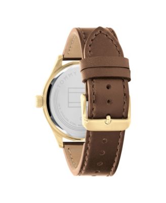 Men's Brown Leather Strap Watch 38mm
