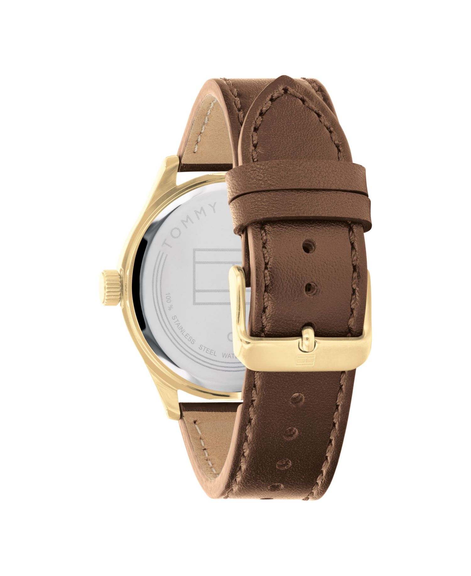 Men's Quartz Brown Leather Strap Watch 44mm
