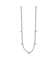 Sterling Silver Grey Beaded Necklace in 14k Gold over Sterling Silver