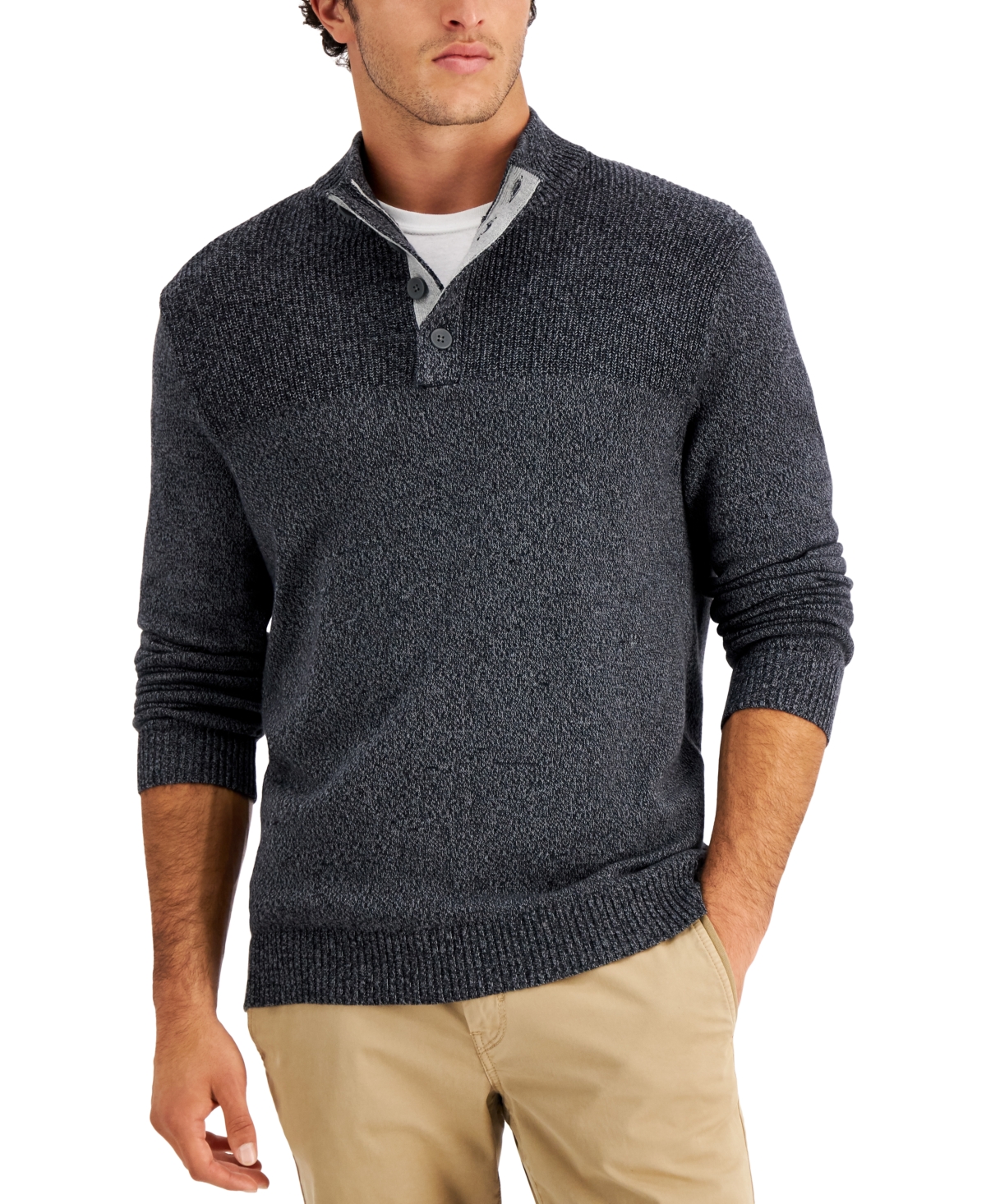 Club Room Men's Ribbed Four-Button Sweater, Created for Macy's