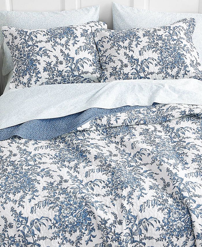 Laura Ashley Bedford Cotton Reversible 2 Piece Quilt Set, Twin Macy's