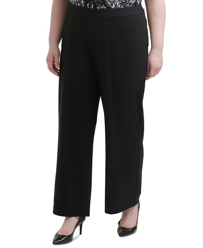 Calvin Klein Plus Size Pull-On Straight-Leg Pants - Macy's