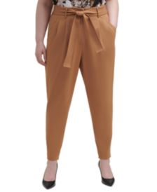 Plus Size Belted Ankle-Length Pants