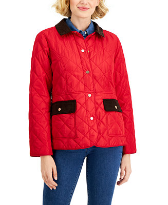 Charter Club Quilted Corduroy-Trim Jacket, Created for Macy's - Macy's