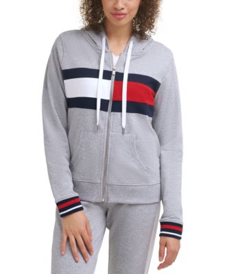 tommy hilfiger white zip up hoodie
