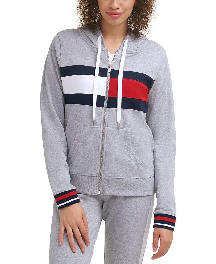 Tommy Hilfiger Women's Flag Color Block Zip Up Terry Hoodie & Reviews ...