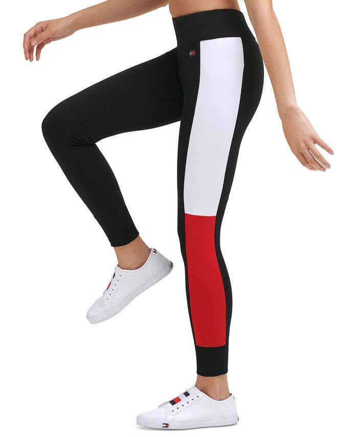 Tommy Hilfiger Colorblocked Logo Full Length Leggings, Created for Macy ...