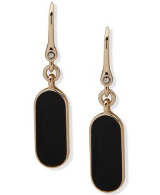 Gold-Tone Pavé & Jet Resin Drop Earrings