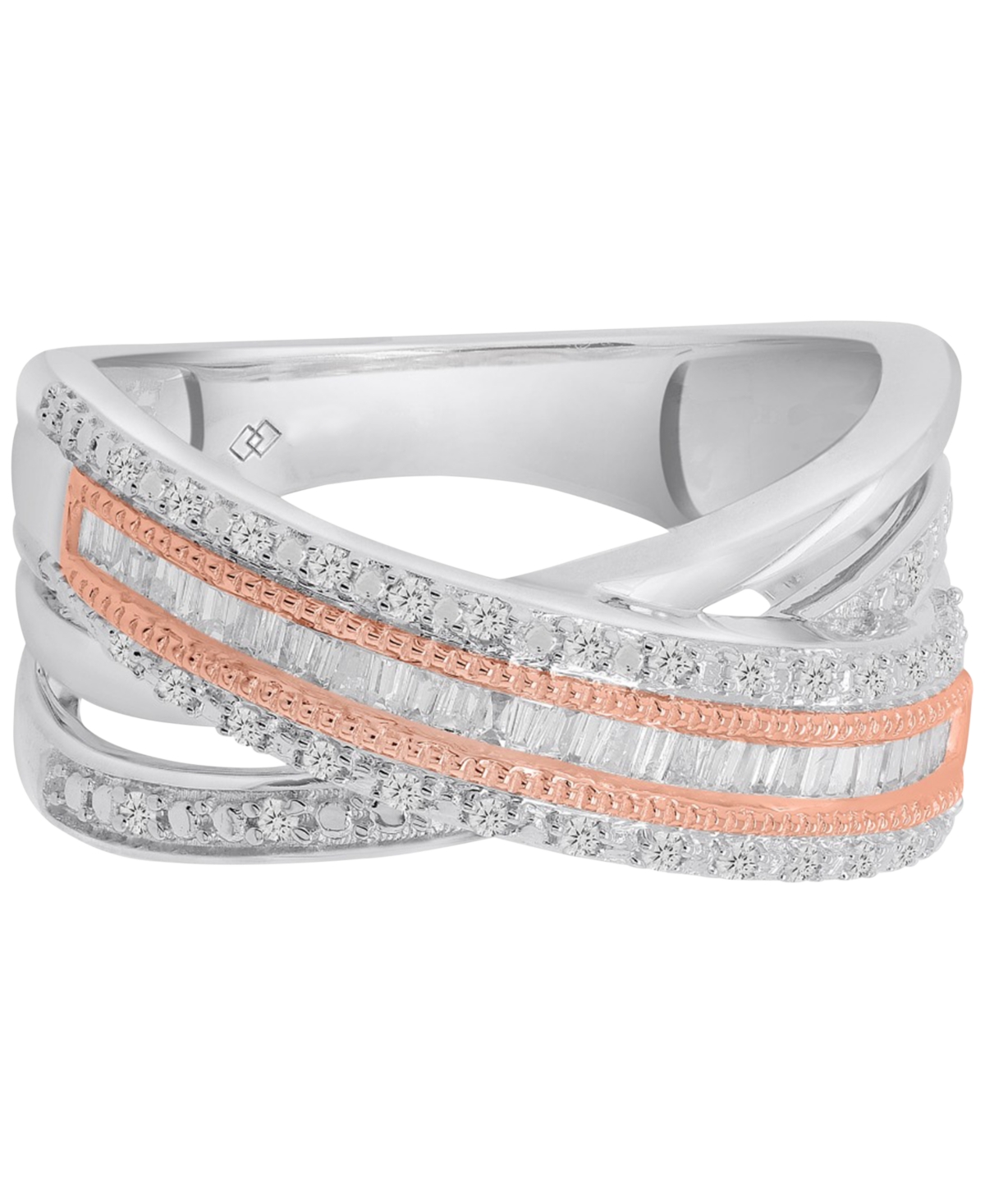 Diamond Crossover Statement Ring (1/3 ct. t.w.) & 14k Rose Gold-Plate - Sterling Silver