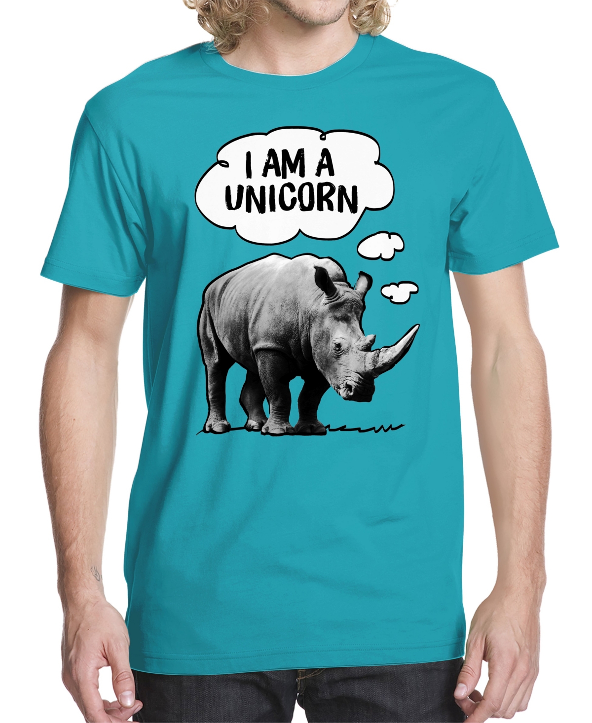 Men's Rhino Unicorn Graphic T-shirt - Pastel Blue