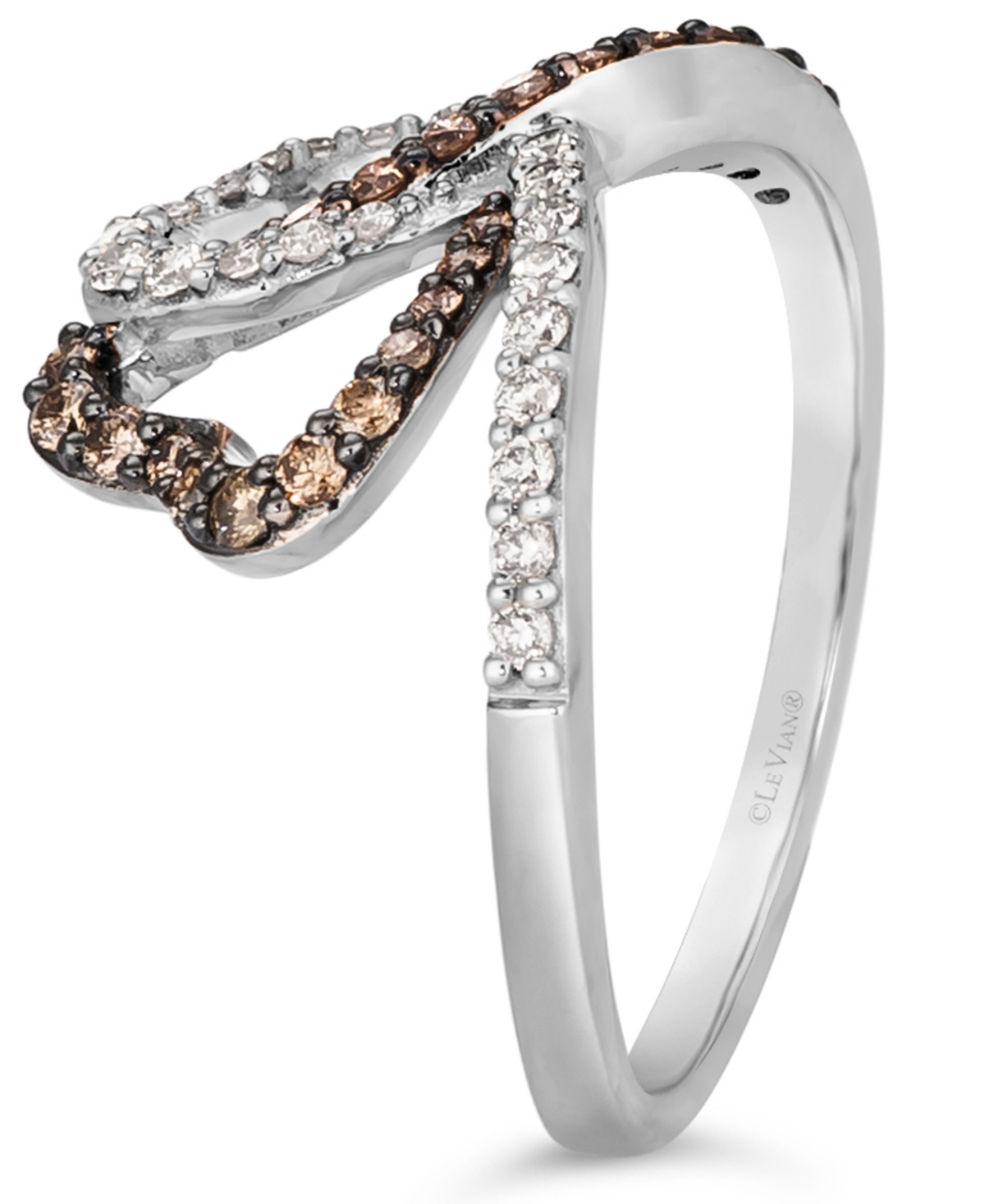 Le Vian Chocolate Diamond (1/4 ct. t.w.) & Nude Interlocking Heart Ring 14k Rose, Yellow or White Gold
