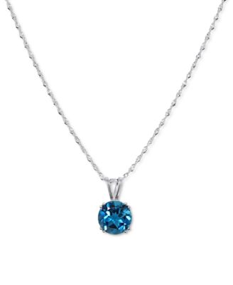 Macy's - London Blue Topaz Solitaire Pendant Necklace (2-1/5 ct. t.w.) in 14k White Gold, 16" + 2" extender (Also in Amethyst, Citrine, Rhodolite Garnet, Mystic Topaz, & Peridot)