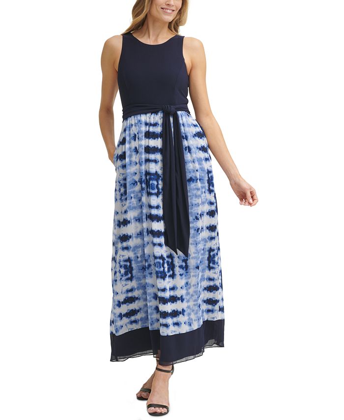 Jessica Howard Tie-Dyed Sleeveless Maxi Dress - Macy's