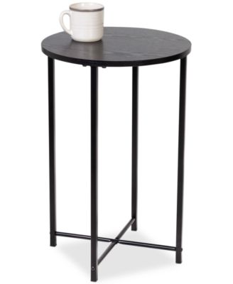 Honey Can Do - Round Side Table with X-Pattern Base