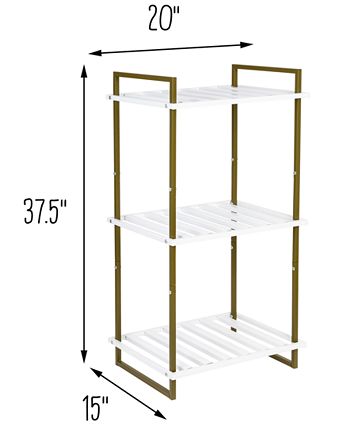 Honey Can Do 3-Tier Tubular Metal Shelf, Olive and White