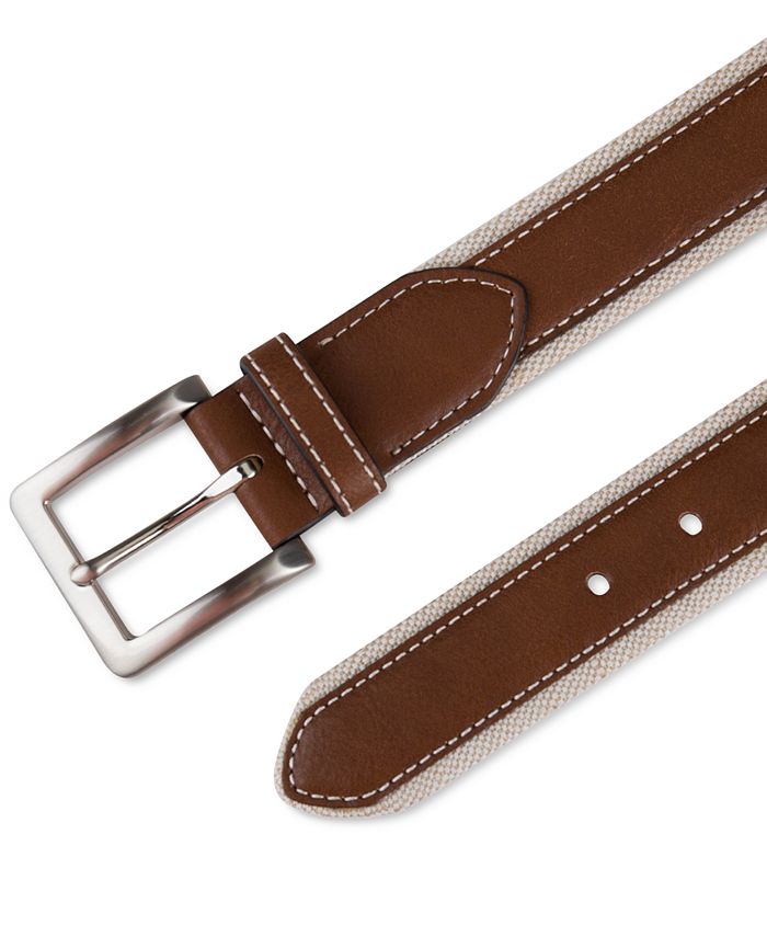 Club Room Men's 35mm Leather Overlay Belt, Created for Macy's - Macy's