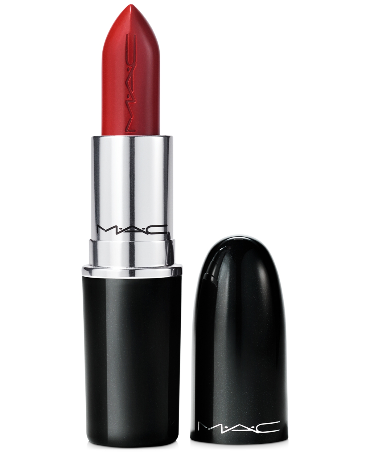 Mac Lustreglass Sheer-shine Lipstick In Glossed And Found (midtone Red With Red