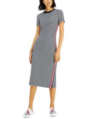 tommy jeans ribbed midi dress