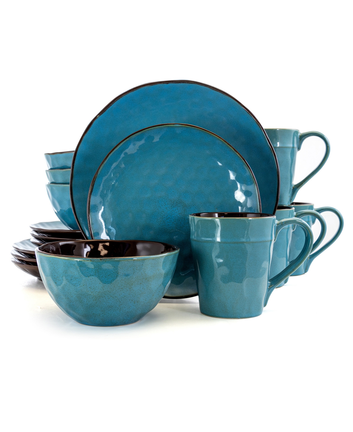 Sea Glass Luxurious Dinnerware with Complete Set of 16 Pieces - Turquoise