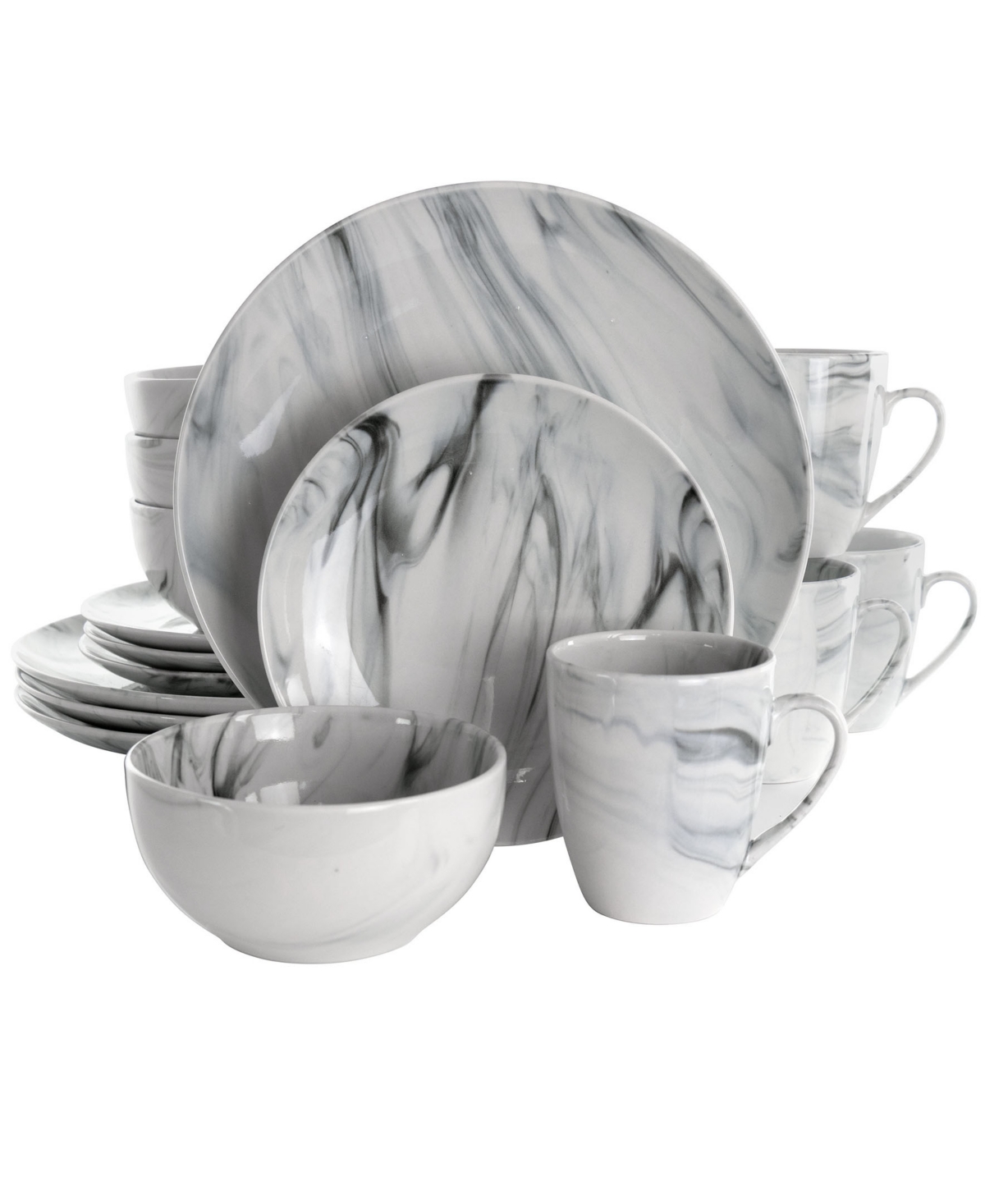 Fine Marble Dinnerware Set of 16 Pieces - White