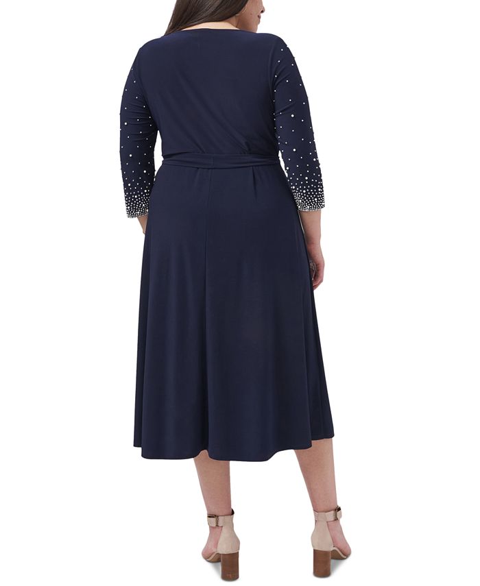 MSK Plus Size Beaded Fit & Flare Dress - Macy's