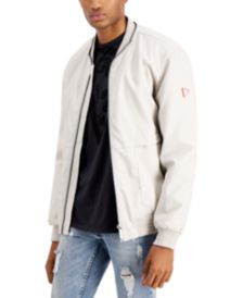 Men's Faux-Leather Bomber Jacket