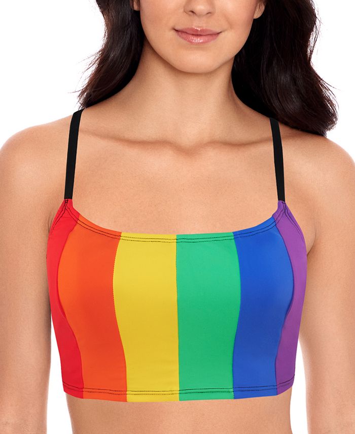 Salt + Cove Juniors' Rainbow Cropped Bikini Top, Created for Macy's