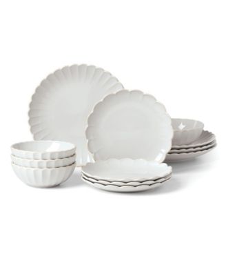 French Perle Groove 12 Pc. Dinnerware Set, Service for 4