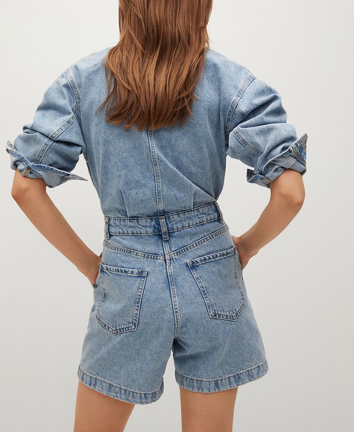 MANGO Cotton Denim Jumpsuit Macy's