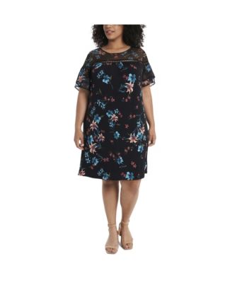 Mix Media Expressive Lilies Knit Dress 