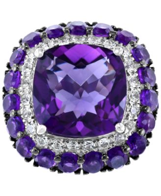 EFFY&reg; Amethyst (12 ct. t.w.) & White Topaz (5/8 ct. t.w.) Statement Ring in Sterling Silver