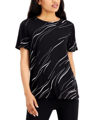 Alfani - Petite Printed Crewneck T-Shirt