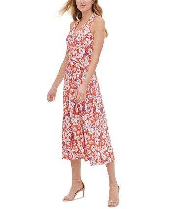 Tommy Hilfiger Women's Twist Front Midi Dress Blue Size 14