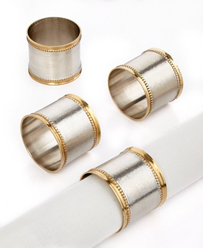 Excell Set of 4 Beaded Florentine Napkin Rings