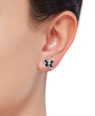 Sapphire (1-1/2 ct. t.w.) & Diamond (1/6 ct. t.w.) Butterfly Stud Earrings in 14k Gold (Also in Emerald & Ruby)