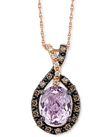 Cotton Candy Amethyst (1-3/4 ct. t.w.) & Diamond (1/5 ct. t.w.) Halo 18" Pendant Necklace in 14k Rose Gold