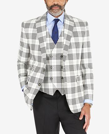 Black and white plaid blazer best sale mens