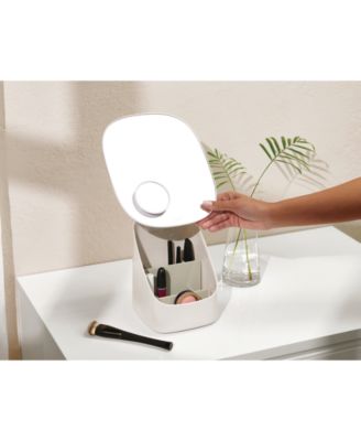 Viva Pedestal Mirror with Cosmetic Organizer