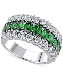 Emerald (1-1/4 ct. t.w.) & Diamond (1-1/5 ct. t.w.) Marquise Statement Ring in 14k White Gold (Also in Ruby & Sapphire)