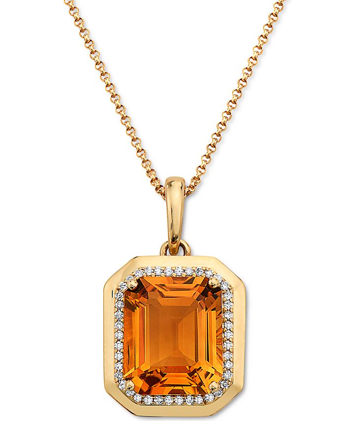 EFFY Collection - Citrine (5-3/4 ct. t.w.) & Diamond (1/6 ct. t.w.) 16" Pendant Necklace in 14k Gold
