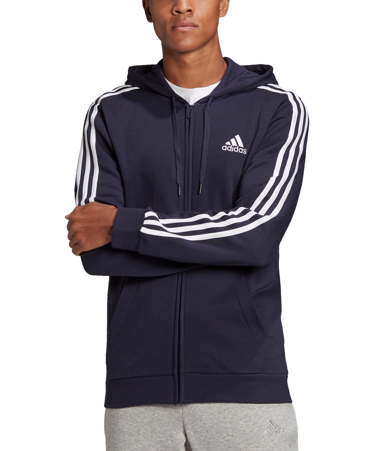 Adidas Originals Men's Essentials Full-zip Hoodie In Legend Ink,white