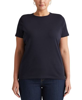 Lauren Ralph Lauren Plus Size Stretch Cotton T-Shirt - Macy's