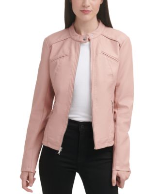 macys womens guess leather jacket