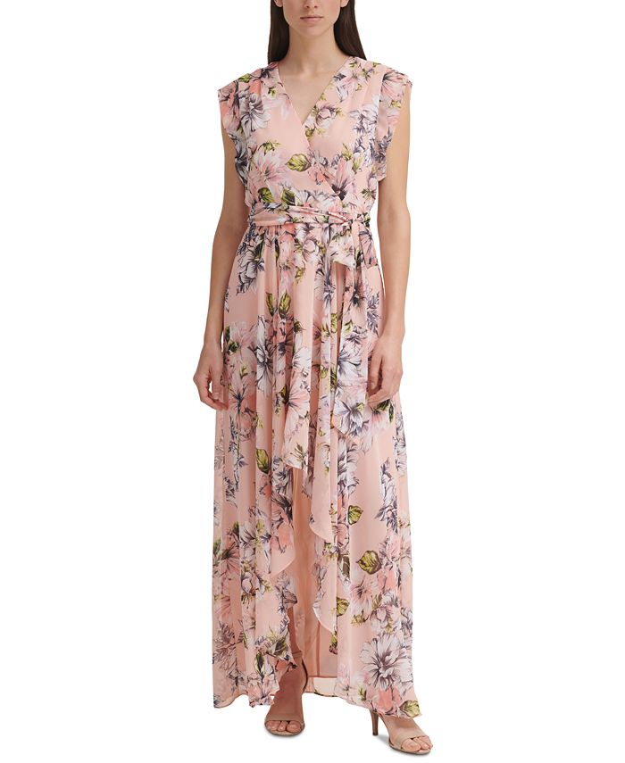 Eliza J Floral-Print High-Low Maxi Dress - Macy's