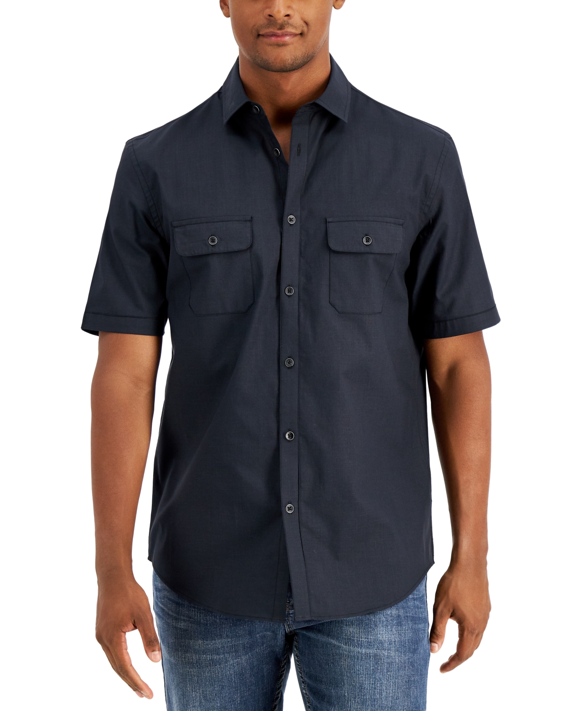 Shop Alfani Men's Warren Shirt, Created For Macy's In Deep Black
