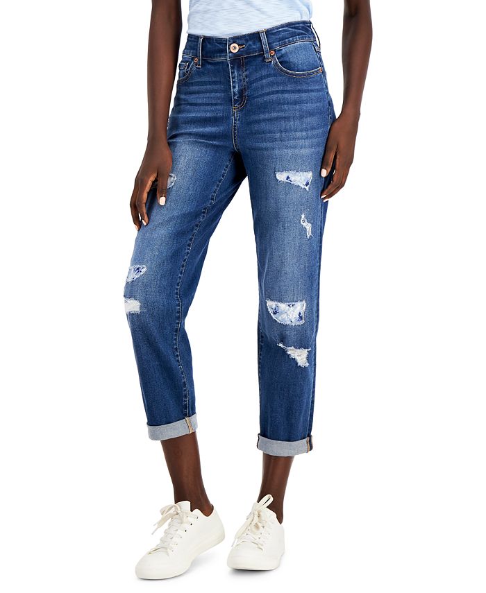 INC International Concepts High Rise Ripped Boyfriend Jeans, Created ...